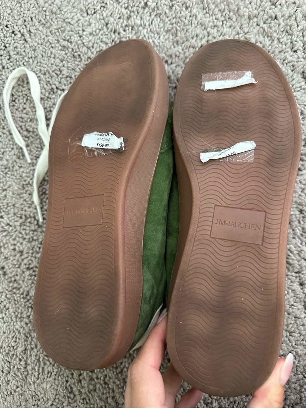 J.McLaughlin Zibby olive green leather suede lace up sneakers size 6.5 NWT - Picture 8 of 16